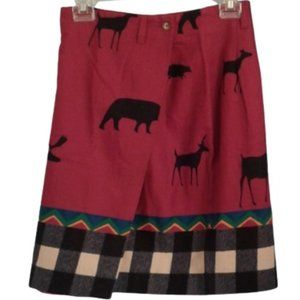 Real Sport The House Of Breeches 6 Vintage Wrap Skirt bear moose plaid Red Blue